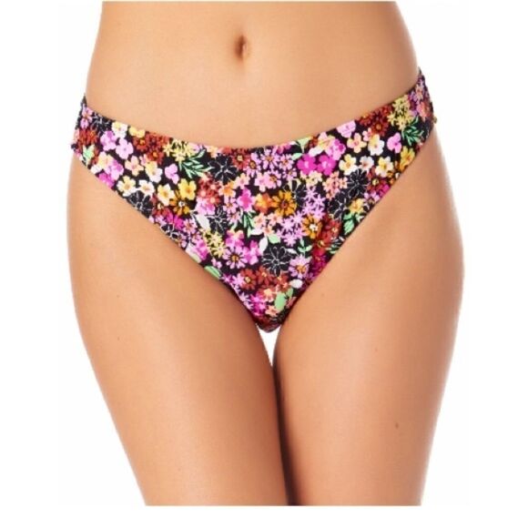 CALIFORNIA WAVES Trendy Size Ditsy-Print Side-Tab Bikini Bottoms, floral multi L - Picture 5 of 8